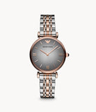Buy Shop Emporio Armani Gianni T Bar Grey Dial Two Tone Stainless Steel Watch For Women - AR1725 USA Online