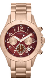 Buy Shop Marc Jacobs Rock Chronograph Mother of Pearl Red Dial Rose Gold Steel Strap Unisex Watch - MBM3251 USA Online