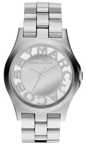 Buy Shop Marc Jacobs Henry Transparent Silver Dial Silver Steel Strap Watch for Women - MBM3205 USA Online
