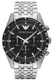 Emporio Armani Tazio Chronograph Black Dial Silver Steel Strap Watch For Men - AR5988