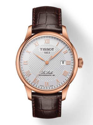 Buy Shop Tissot Le Locle Powermatic 80 Silver Dial Brown Leather Strap Watch For Men - T006.407.36.033.00 USA Online