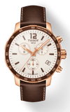 Buy Shop Tissot Quickster Chronograph White Dial Brown Leather Strap Watch For Men - T095.417.36.037.02 USA Online