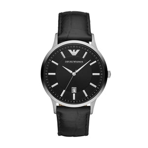 Buy Shop Emporio Armani Renato Black Dial Leather Strap Watch For Men - AR2411 USA Online