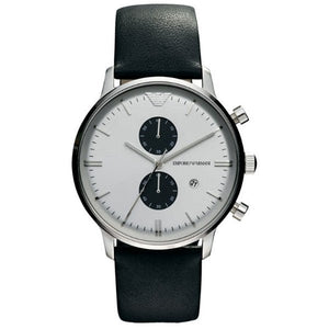 Buy Shop Emporio Armani Gianni White Dial Black Leather Strap Watch For Men - AR0385 USA Online