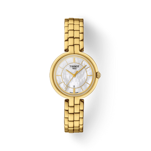 Buy Shop Tissot Flamingo Mother of Pearl White Dial Gold Steel Strap Watch For Women - T094.210.33.111.00 USA Online