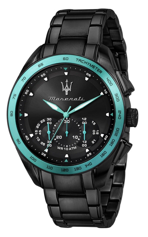 Buy Shop Maserati Traguardo Chronograph Aqua Edition Black Dial Black Steel Strap Watch For Men - R8873644002 USA Online