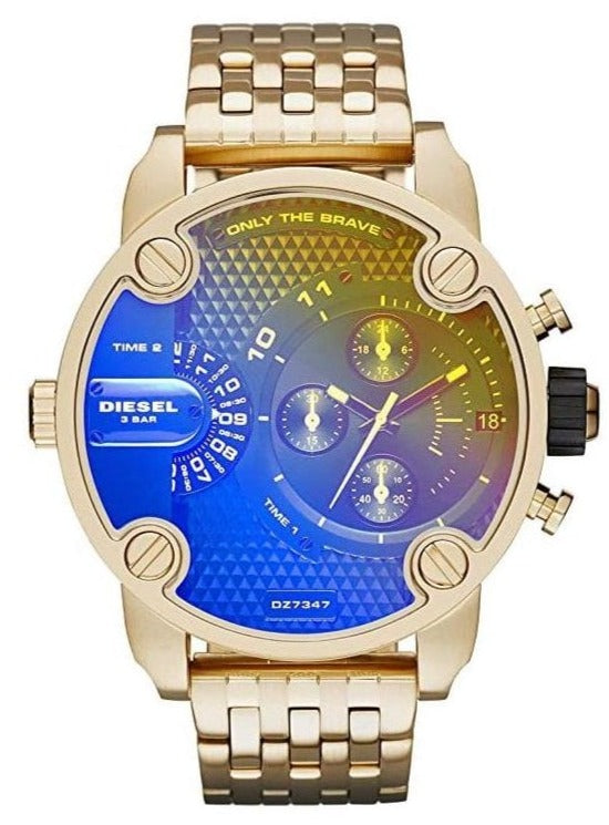 Buy Shop Diesel Mr Daddy Blue Dial Gold Steel Strap Watch For Men - DZ7347 USA Online