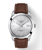 Buy Shop Tissot Gentleman Powermatic 80 Silicium Silver Dial Brown Leather Strap Watch For Men - T127.407.16.031.00 USA Online