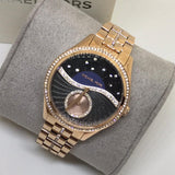 Buy Shop Michael Kors Lauryn Blue Dial Rose Gold Steel Strap Watch for Women - MK3723 USA Online