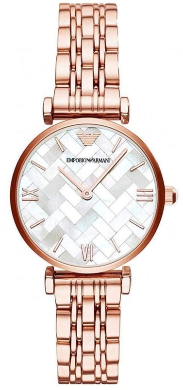 Buy Shop Emporio Armani Mother of Pearl Dial Rose Gold Steel Strap Watch For Women - AR11110 USA Online