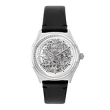 Buy Shop Emporio Armani Meccanico White Skeleton Dial Black Leather Strap Watch For Men - AR60003 USA Online