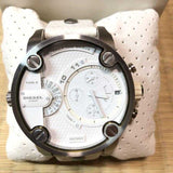 Buy Shop Diesel Badass Chronograph White Dial White Leather Strap Watch For Men - DZ7265 USA Online