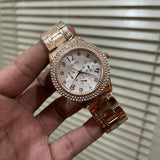 Buy Shop Guess Bedazzle Diamonds Silver Dial Rose Gold Steel Strap Watch For Women - W1097L3 USA Online