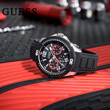 Buy Shop Guess Tread Black Dial Black Rubber Strap Watch for Men - W0967G1 USA Online