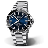 Oris Aquis Date Blue Dial Silver Steel Strap Watch for Men - 0173377304135-0782405PEB