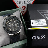 Buy Shop Guess Indovina Quartz Black Dial Black Leather Strap Watch For Men - W0040G9 USA Online