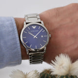 Buy Shop Emporio Armani Luigi Blue Dial Silver Steel Strap Watch For Men - AR11089 USA Online