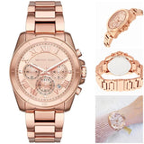 Buy Shop Michael Kors Brecken Chronograph Quartz Rose Gold Dial Rose Gold Steel Strap Watch For Women - MK6367 USA Online