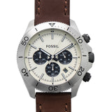 Buy Shop Fossil Retro Traveler Chronograph White Dial Brown Leather Strap Watch for Men - CH2886 USA Online
