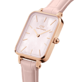 Buy Shop Daniel Wellington Quadro Pressed Mother of Pearl Pink Dial Pink Leather Strap Watch For Women - DW00100508 USA Online