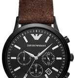 Buy Shop Emporio Armani Chronograph Black Dial Brown Leather Strap Watch For Men - AR11078 USA Online