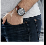 Buy Shop Fossil Townsman Chronograph Gray Dial Brown Leather Strap Watch for Men - FS5522 USA Online