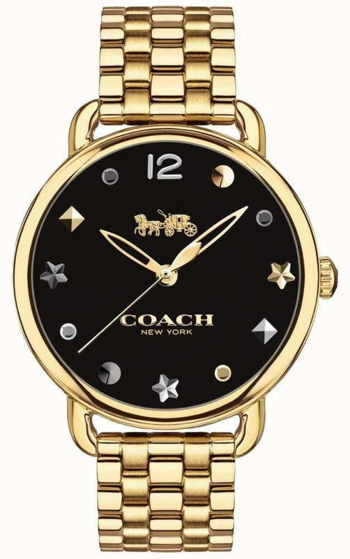 Buy Shop Coach Delancey Black Dial Gold Steel Strap Watch for Women - 14502813 USA Online