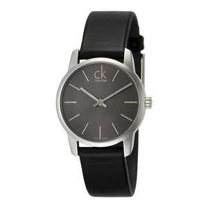 Buy Shop Calvin Klein City Black Dial Black Leather Strap Watch For Women - K2G23107 USA Online
