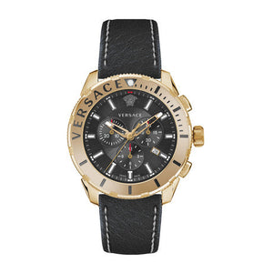 Buy Shop Versace Casual Chronograph Black Dial Black Leather Strap Watch for Men - VERG003-18 USA Online
