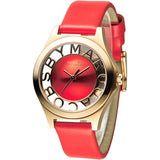 Buy Shop Marc Jacobs Henry Skeleton Red Dial Red Leather Strap Watch for Women - MBM1338 USA Online