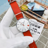 Buy Shop Coach Perry Silver Dial Red Leather Strap Watch for Women - 14503515 USA Online