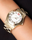 Buy Shop Marc Jacobs Rivera White Dial Gold Steel Strap Watch for Women - MBM3137 USA Online