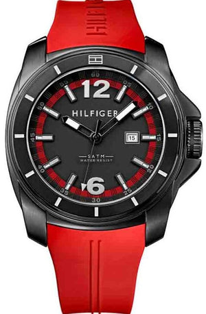 Buy Shop Tommy Hilfiger Windsurf Black Dial Red Rubber Strap Watch for Men - 1791112 USA Online