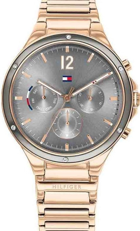 Buy Shop Tommy Hilfiger Eve Chronograph Quartz Grey Dial Rose Gold Steel Strap Watch For Women - 1782277 USA Online