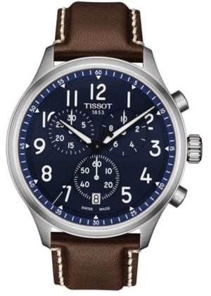 Buy Shop Tissot Chrono XL Vintage Blue Dial Brown Leather Strap Watch For Men - T116.617.16.042.00 USA Online