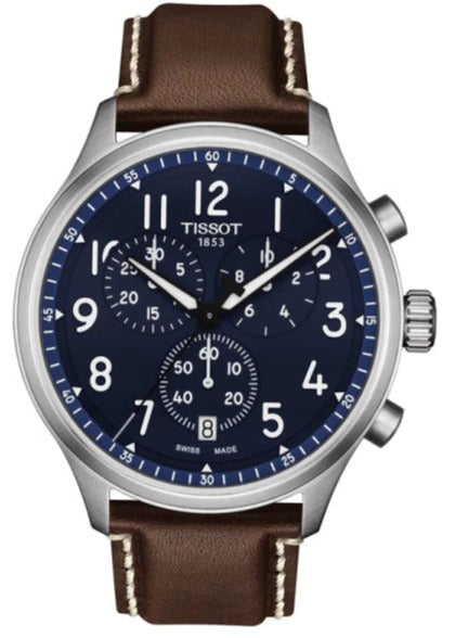 Buy Shop Tissot Chrono XL Vintage Blue Dial Brown Leather Strap Watch For Men - T116.617.16.042.00 USA Online