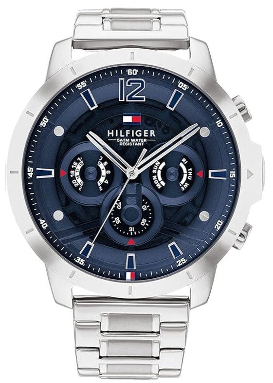 Buy Shop Tommy Hilfiger Luca Chronograph Blue Dial Silver Steel Strap Watch For Men - 1710492 USA Online