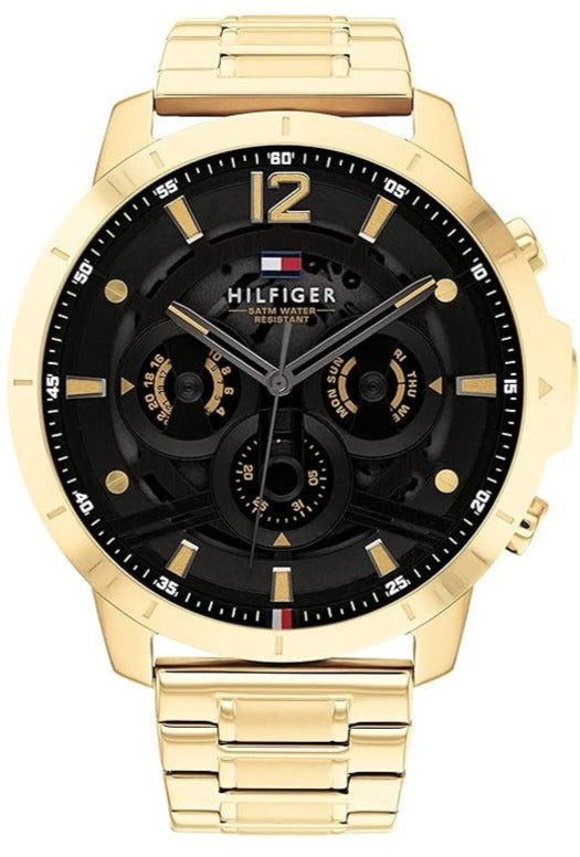 Buy Shop Tommy Hilfiger Luca Chronograph Black Dial Gold Steel Strap Watch For Men - 1710511 USA Online