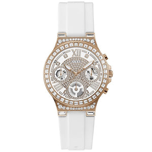 Buy Shop Guess Moonlight Diamonds White Dial White Rubber Strap Watch for Women - GW0257L2 USA Online