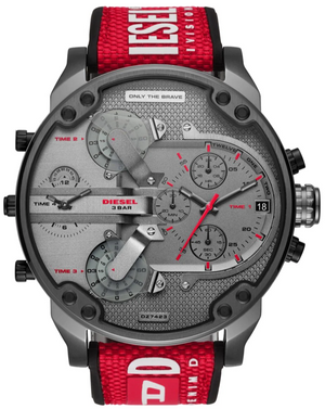 Buy Shop Diesel Mr Daddy 2.0 Chronograph Grey Dial Red Rubber Strap Watch For Men - DZ7423 USA Online