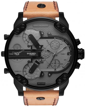 Buy Shop Diesel Mr. Daddy 2.0 Chronograph Grey Dial Brown Leather Strap Watch For Men - DZ7406 USA Online