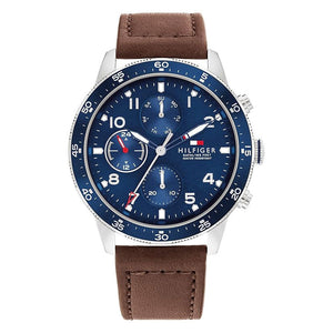 Buy Shop Tommy Hilfiger Jimmy Chronograph Quartz Blue Dial Brown Leather Strap Watch For Men - 1791946 USA Online