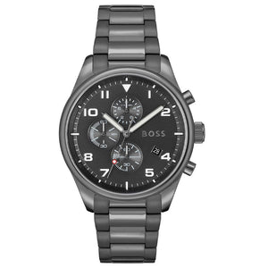Buy Shop Hugo Boss View Chronograph Grey Dial Grey Steel Strap Watch For Men - 1513991 USA Online