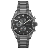 Hugo Boss View Chronograph Grey Dial Grey Steel Strap Watch For Men - 1513991