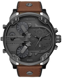 Buy Shop Diesel Mr Daddy Chronograph Grey Dial Brown Leather Strap Watch For Men - DZ7413 USA Online