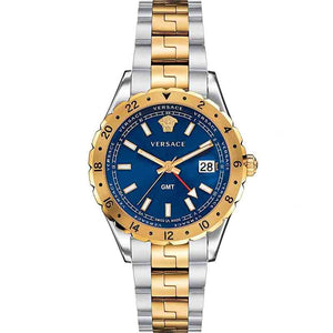 Buy Shop Versace Hellenyium GMT Blue Dial Two Tone Steel Strap Watch for Men - V11060017 USA Online