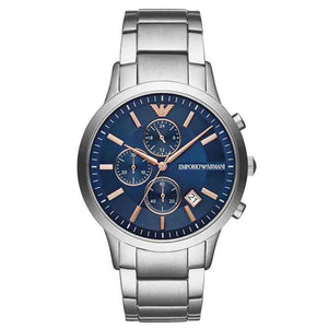 Buy Shop Emporio Armani Renato Chronograph Blue Dial Silver Steel Strap Watch For Men - AR11458 USA Online