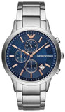 Buy Shop Emporio Armani Renato Chronograph Blue Dial Silver Steel Strap Watch For Men - AR11458 USA Online