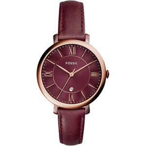Buy Shop Fossil Jacqueline Burgundy Dial Burgundy Leather Strap Watch for Women - ES4099 USA Online