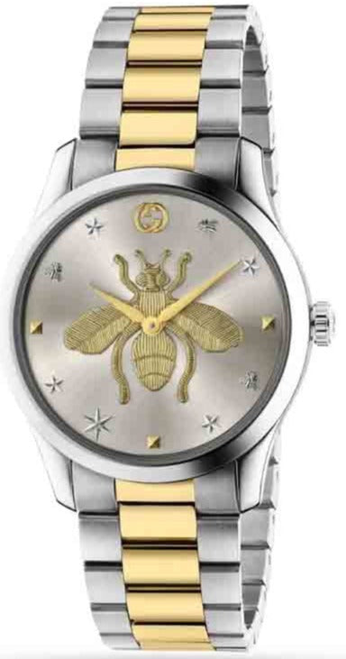 Buy Shop Gucci G Timeless Silver Dial Two Tone Steel Strap Watch For Women - YA1264131 USA Online